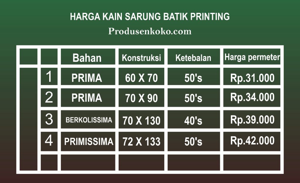 harga kain sarung batik printing