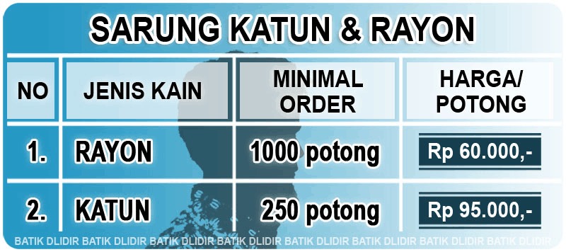 tabel harga sarung katun dan rayon